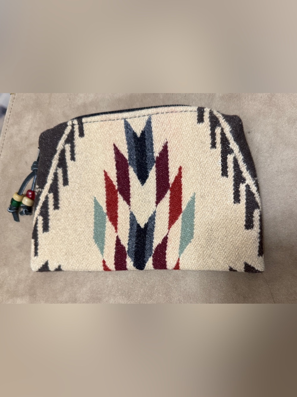 Geometric Aztec Clutch in Cream, Red, Teal & Navy
